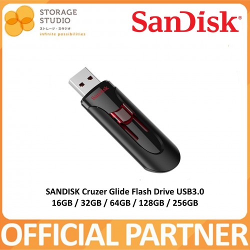 SanDisk Cruzer Glide 3.0 USB Flash Drive, CZ600 256GB / 128GB / 64GB / 32GB / 16GB.